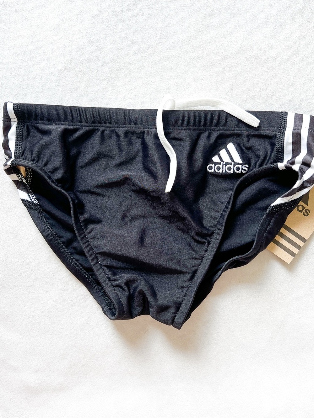 adidas Black Swim Briefs with White Accents